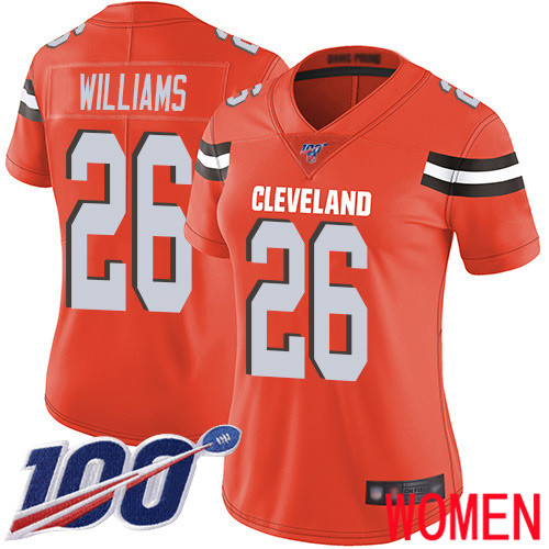 Cleveland Browns Greedy Williams Women Orange Limited Jersey 26 NFL Football Alternate 100th Season Vapor Untouchable
